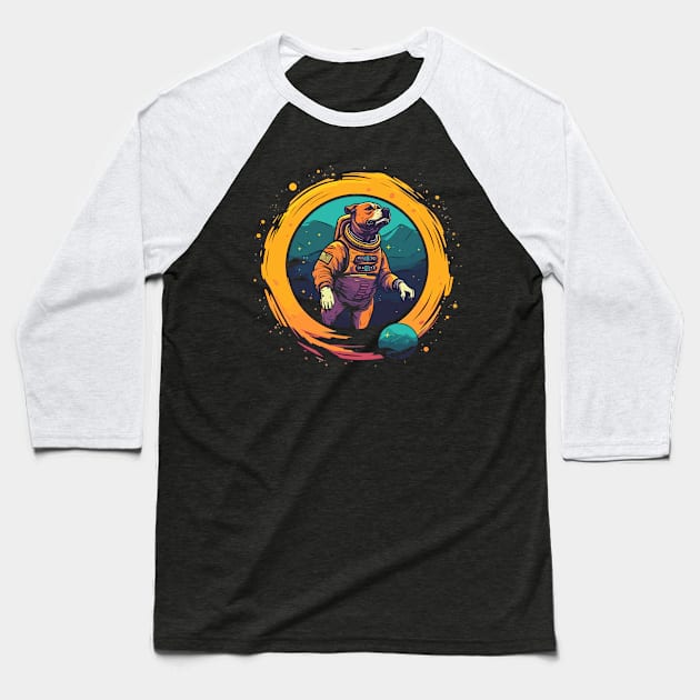 Space Explorer Amstaff: Journey to the Stars Baseball T-Shirt by Cute Dogs AI